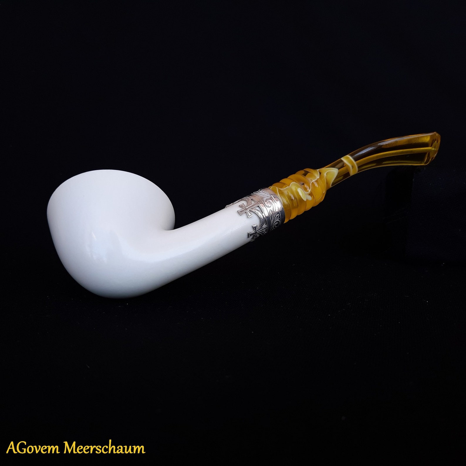 Calabash Meerschaum Pipe From Turkey, Block Meerschaum, Hand Carved
