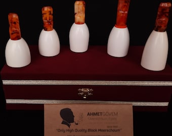 Handcarved Meerschaum Cigar Holders, Meerschaum Cigar Holder Set, Cigar Holders, 40 to 60 Ring Size, AGovem Meerschaum