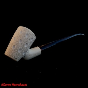 AGovem Churchwarden Poker Block Meerschaumpfeife, Geschenk für Ihn, Meerschaumpfeifen, Handgeschnitzte Tabakpfeife, Custom Order Pfeife, AGM-1311