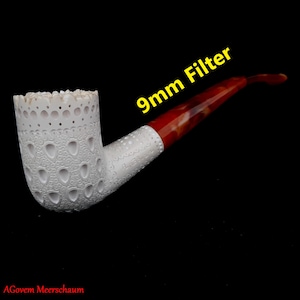 9mm Lattice Billiard Block Meerschaum Pipe, Gft For Him, pipa di schiuma di mare, Meerschaumpfeifen, pipe en écume de mer, AGM-1722