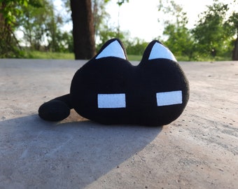 Mewo Omori Plush Black Cat Toy Handmade Soft Toy Made to Order 7.9