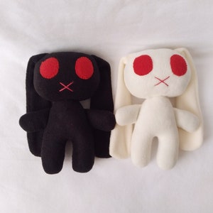 Mini Goth Bunny Plush, Creepy Bunny, Rabbit, Dexter’s Laboratory, Stuffed Animal 23 cm or 9 inches