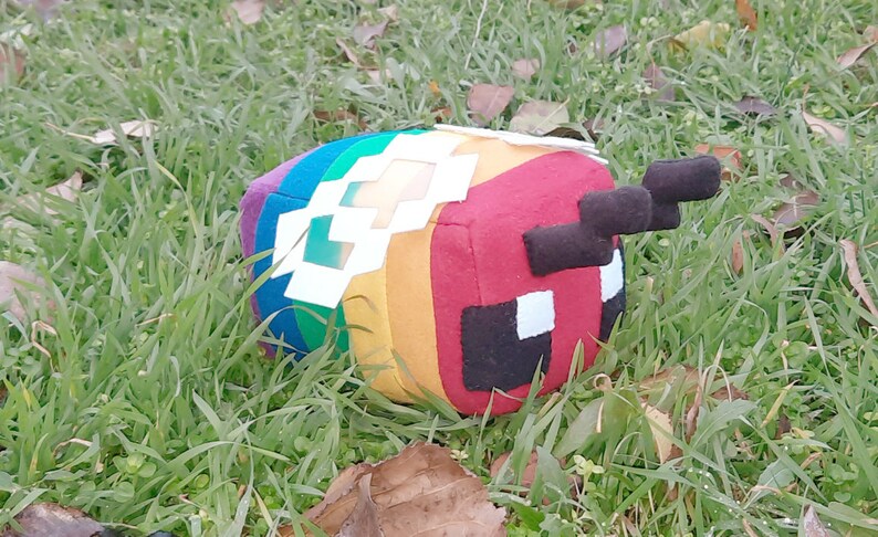 Rainbow Minecraft Bee Plush Toy Video Game Gift to Gamer | Etsy