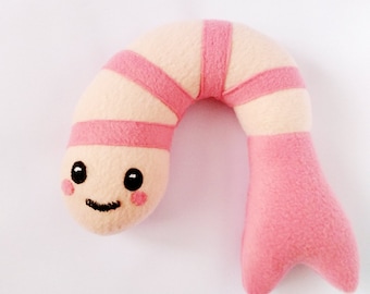 Juguete de peluche de camarones Kawaii