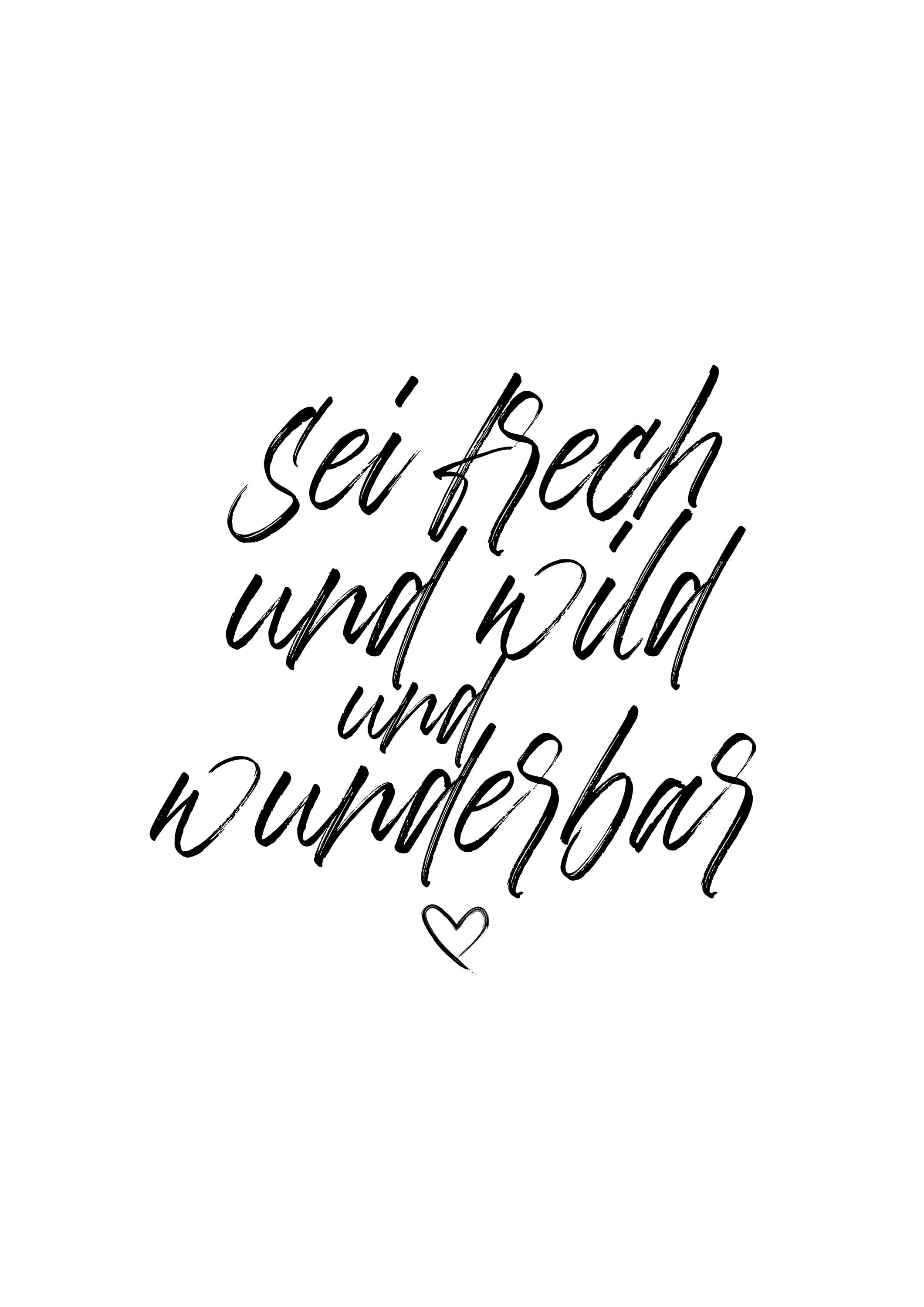 Poster schwarz weiß mit Spruch sei frech und wild und Etsy