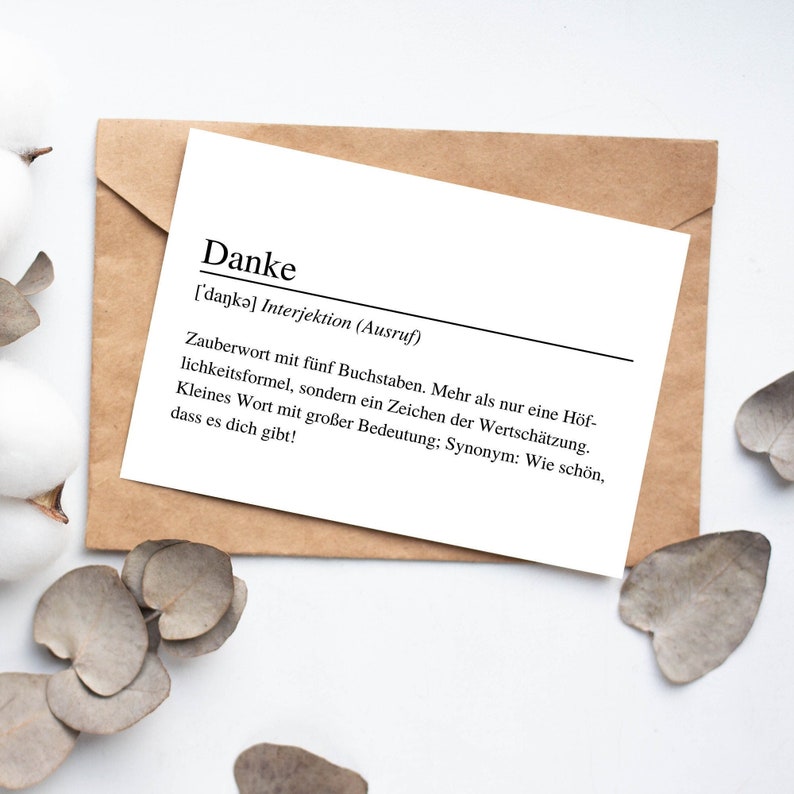 Danke Definition Dankeskarte Postkarte Danksagung Danke - Etsy.de