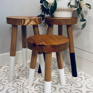 Dip dyed wooden stool top