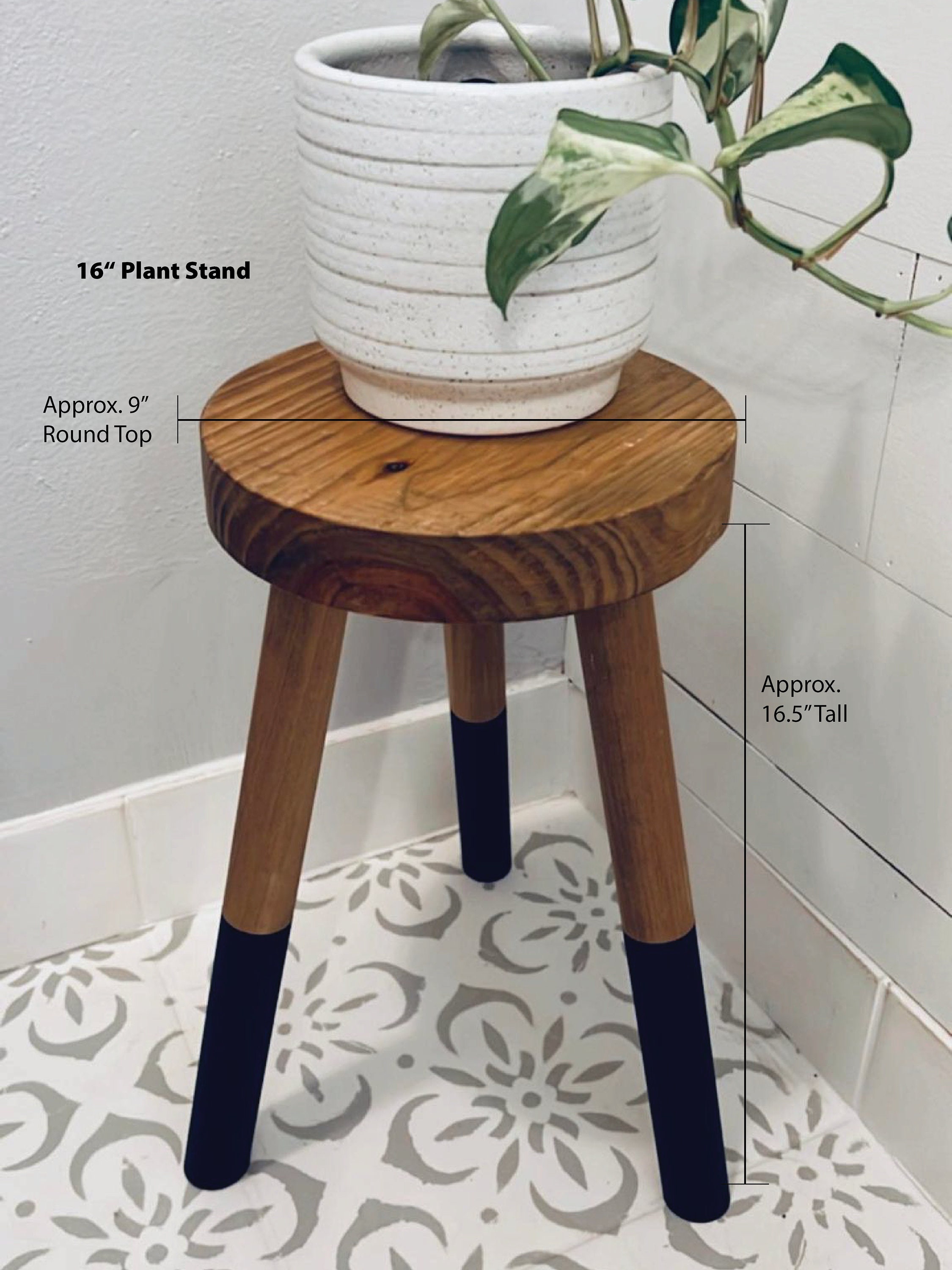 Handmade Wood Plant Stand: Rustic Farmhouse Decor, 9" Round Top - Etsy