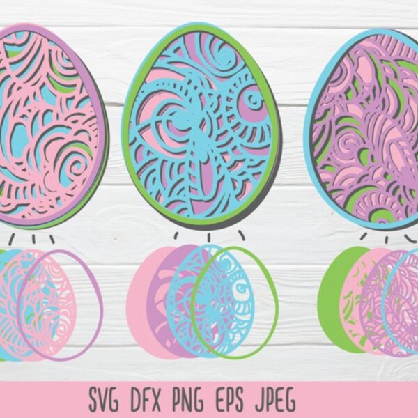 3d layered. Easter eggs SVG. Mandala SVG. BUNDLE Vol.2