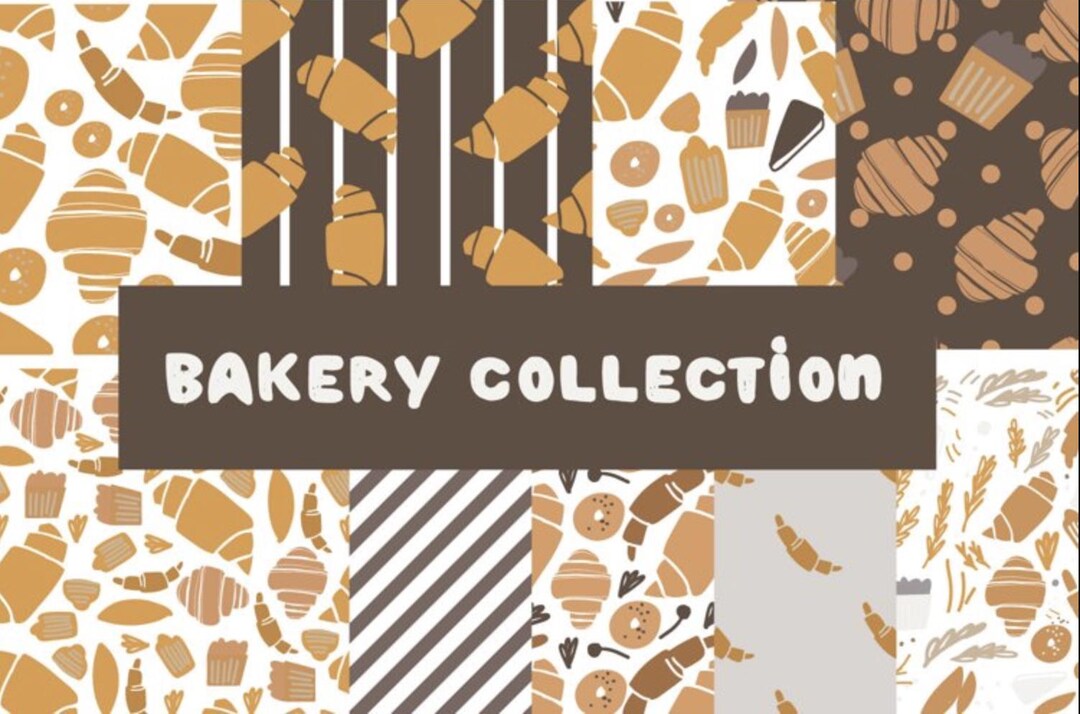 Croissant Pattern Digital Paper | Bakery Seamless Prints | Scrapbooking ...