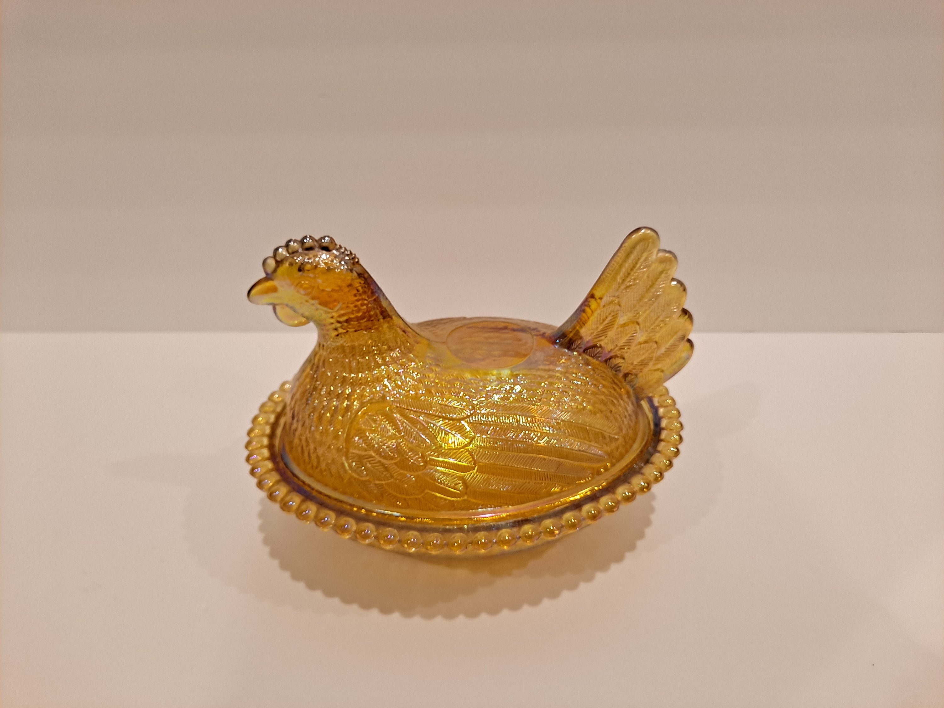 Hen on Nest Iridescent Golden Amber, Indiana Glass Company - Etsy