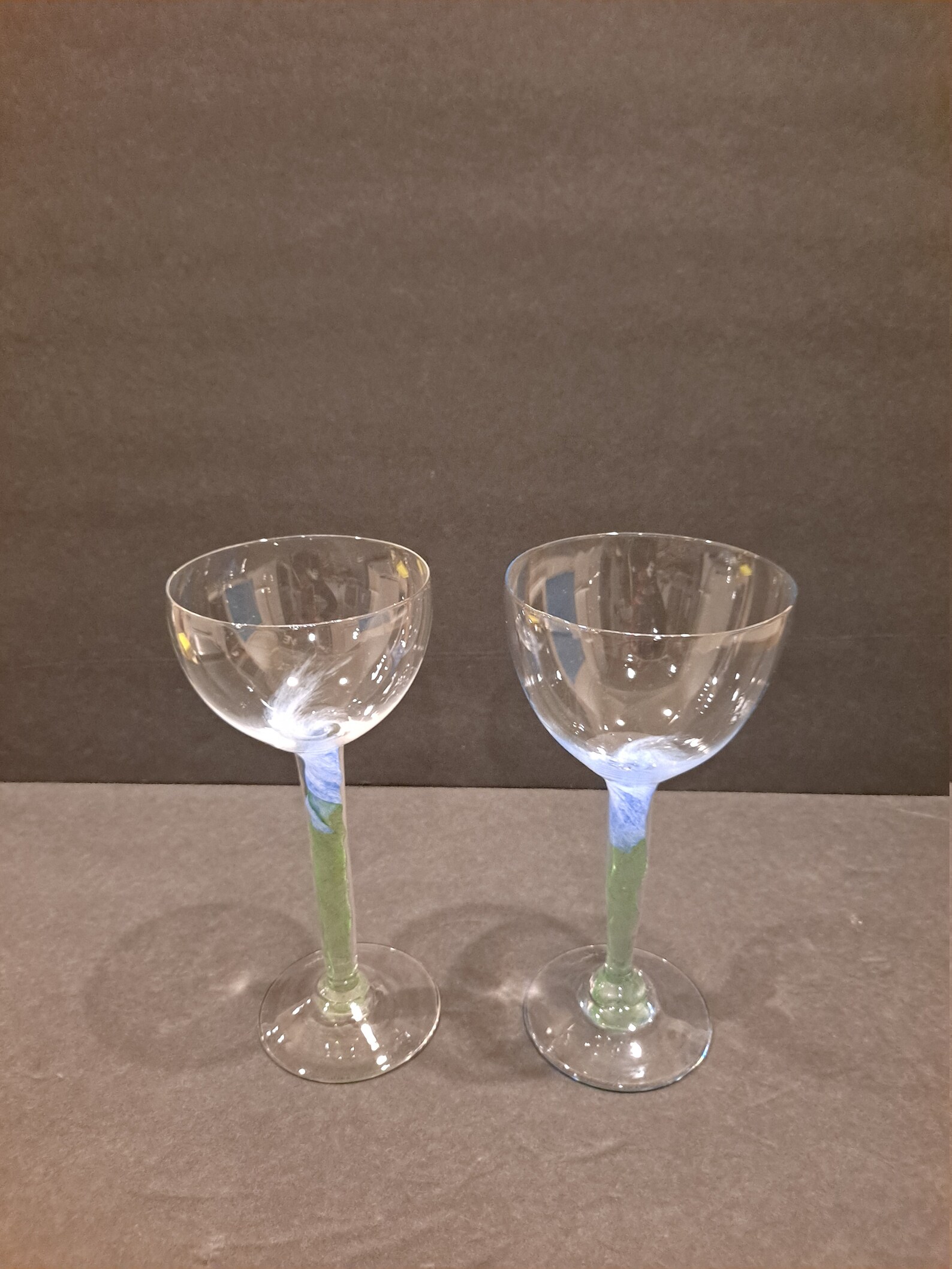 Hand Blown & Signed Stemmed Glasses Pontil Mark MCM Green Etsy UK