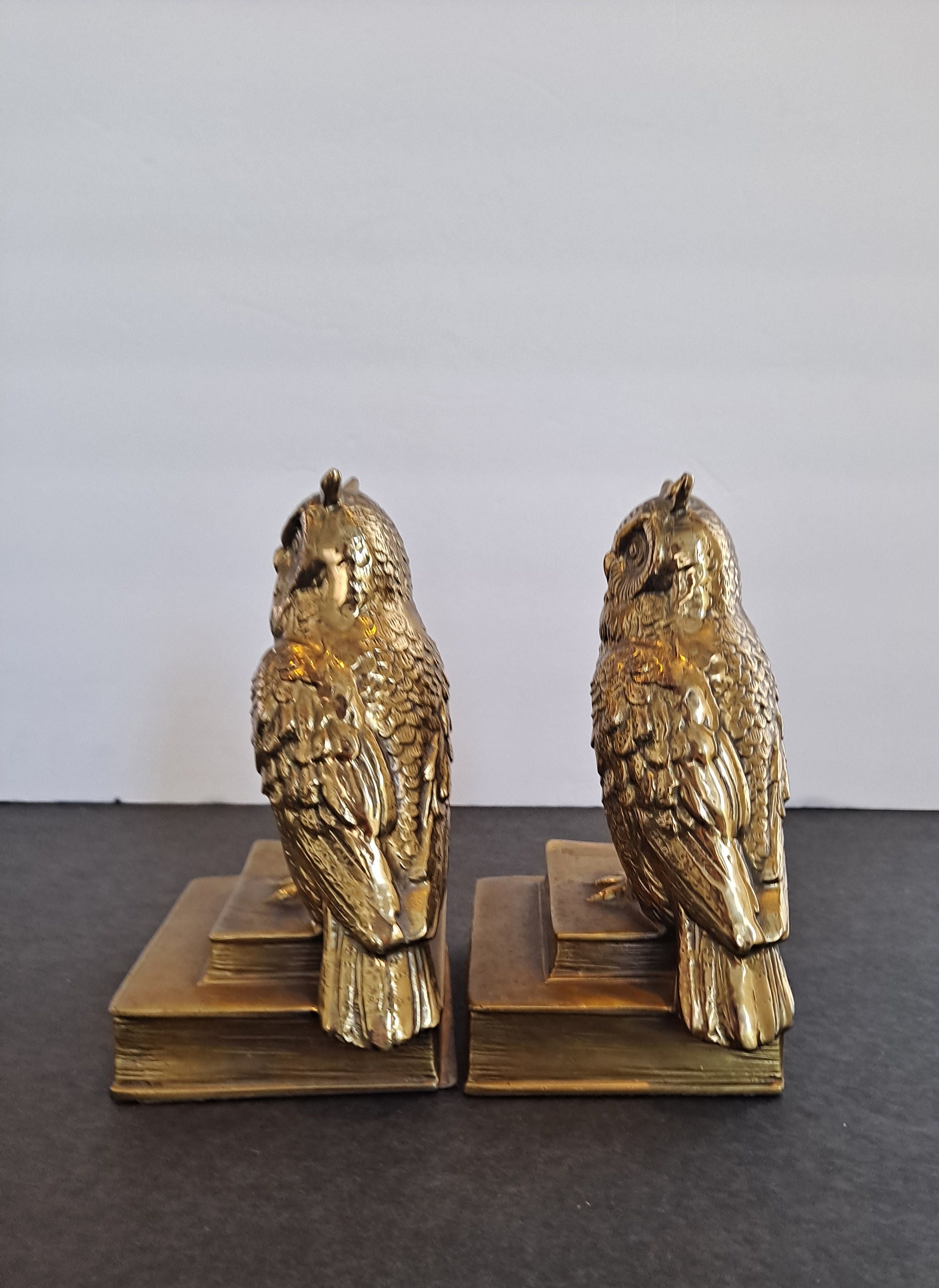 Vintage Brass Owl Bookends 6.5 MCM home decor Etsy