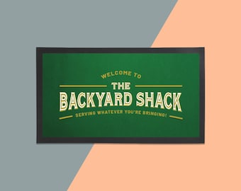 Personalised Bar Runner - Green Felt Bar Runner /Man cave gift/ Home Bar / Rubber Bar Mat / Barmat / Bar accessories / Bar equip