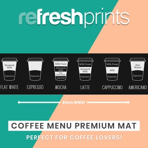 Tapete de balcão premium para menu de café - /Café / Bar de marca / Home Bar / Tapete de borracha / Tapete de bar / Acessórios de bar / Utensílios de bar / Bancada