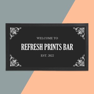Personalised Bar Runner - Unique Bar Runner /Man cave gift/ Vintage / Home Bar / Rubber Bar Mat / Barmat / Bar accessories / Barware