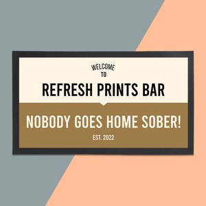 Personalised Bar Runner - Two Tone /Man cave gift/ Beer mat / Home Bar / Rubber Bar Mat / Barmat / Bar accessories / Barware