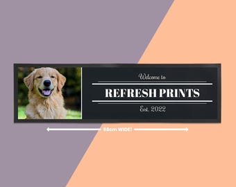 Photo & Text Long Bar Runner / Mat -: Great for special occasions - Add your favorite photo. Perfect for personalising birthdays / weddings