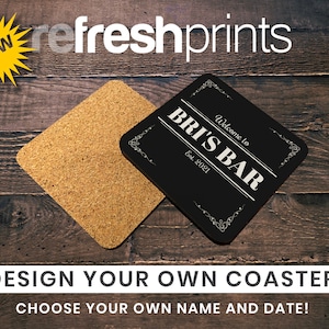 Posavasos de bar personalizados / Texto personalizado / Regalo para la cueva del hombre / Artículos de bar / Regalo personalizado / Bar en casa / Posavasos de corcho / Accesorios de bar / Alfombrilla de bar