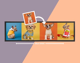 Long Bar Mat - Collage mat 4 Photos / Home Bar / Bar Mat /Personalised / home Bar accessory / barware /long / Bar mat Runner / Wide Bar mat