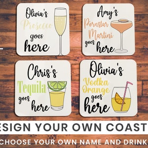 Personalised Drink Coasters- Alcohol Drinks/ Gifts / Beer Mat / Custom / Present / bar accessory / Personalise / Novelty Gift / Christmas