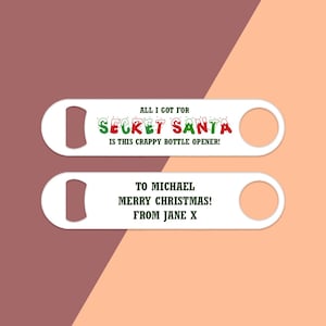 Personalised Bottle Opener - Secret Santa / Bar Accessories / Bar Equipment / Xmas Gift / Christmas Gift / Opener / Stocking Filler