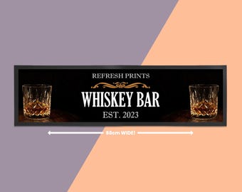 Custom Whiskey Bar Runner | Long Bar Mat | Custom Home Bar Accessory | Stylish Barmat Runner | Ideal for Whiskey Lovers | Unique Barware