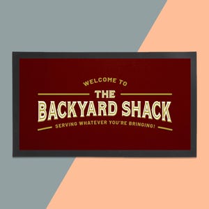 Personalised Bar Runner - Red Felt Bar Runner /Man cave gift/ Home Bar / Rubber Bar Mat / Barmat / Bar accessories / Bar equip