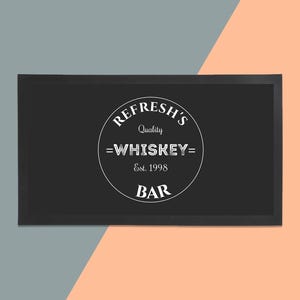 Personalised Bar Runner - Unique Bar Runner /Man cave gift/ Retro / Home Bar / Rubber Bar Mat / Barmat / Bar accessories / Barware