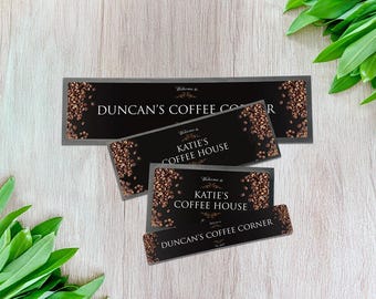 Personalised Coffee Beans Bar Mat with Custom text – Custom Rubber Mat for Home Bar, Pub, Coffee Bar Gift or Christmas Gift | Made in the UK