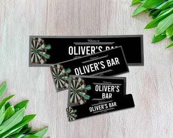 Personalised Darts Board Bar Mat with Custom text – Custom Rubber Mat for Home Bar, Pub, Man Cave Gift or Christmas Gift | Made in the UK