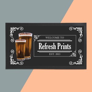Personalised Bar Runner - Unique Bar Runner /Man cave gift/ Beer mat / Home Bar / Rubber Bar Mat / Barmat / Bar accessories / Barware