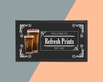 Personalised Bar Runner - Unique Bar Runner /Man cave gift/ Beer mat / Home Bar / Rubber Bar Mat / Barmat / Bar accessories / Barware