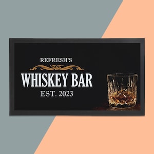 Personalised Whiskey Bar Runner - Unique Bar Runner /Man cave gift/ Beer / Home Bar / Rubber Bar Mat / Barmat / Bar accessories / Barware