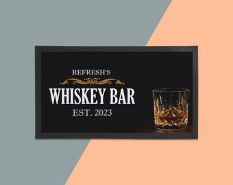 Personalised Whiskey Bar Runner - Unique Bar Runner /Man cave gift/ Beer / Home Bar / Rubber Bar Mat / Barmat / Bar accessories / Barware