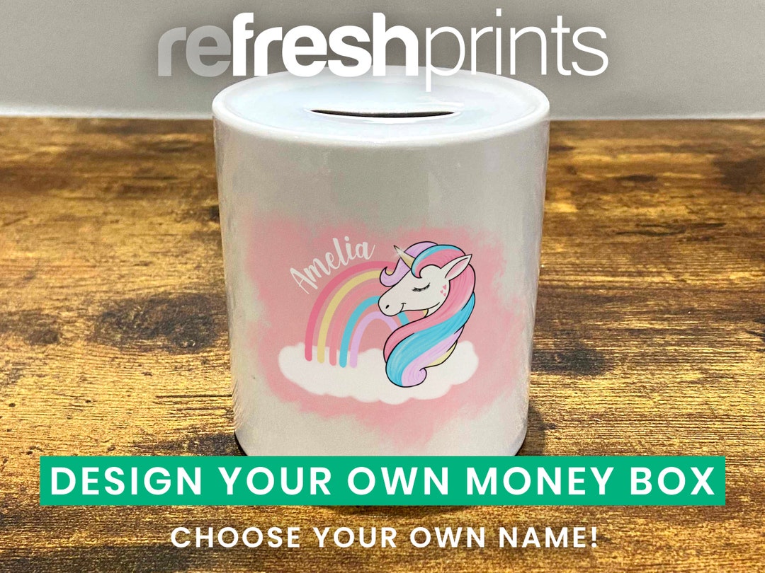 Money Box Personalised Unicorn Money Box / Tip Jar / Coins / Etsy