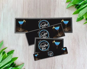 Personalised Cocktail Glass Bar Mat with Custom text – Custom Rubber Mat for Home Bar, Pub, Man Cave Gift or Christmas Gift | Made in the UK