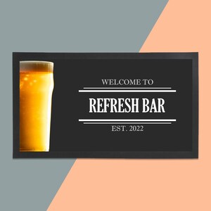 Personalised Bar Runner - Unique Bar Runner /Man cave gift/ Beer / Home Bar / Rubber Bar Mat / Barmat / Bar accessories / Barware