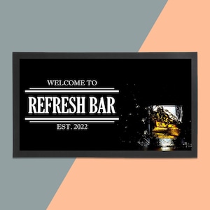Personalised Bar Runner - Unique Bar Runner /Man cave gift/ Whiskey / Home Bar / Rubber Bar Mat / Barmat / Bar accessories / Barware