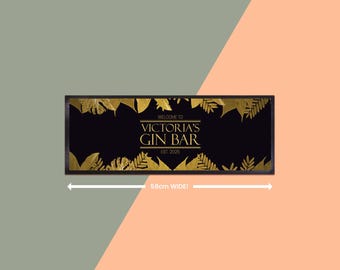 Metallic Leaf Medium Bar Runner / Mat / Great for special occasions/ Add your text perfect for personalising birthdays / weddings / Trade