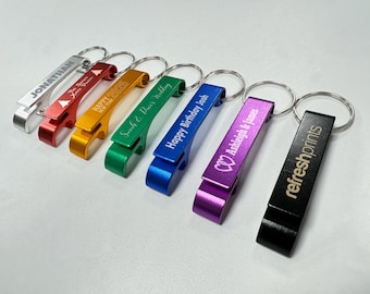 Custom Bottle Opener - Simple personalised small opener - Great gift - multiple colours - Engraved - Promotional Gift