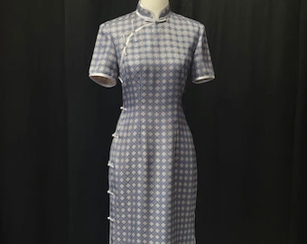 Handgemaakte custom blauwe zijden cheongsamjurk | Chinese trouwjurk | Cocktailjurk | Galajurk | Theeceremonie Qipao-jurk | Cadeau voor haar
