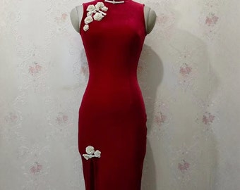 Vestido cheongsam de casamento chinês personalizado | Qipao moderno vermelho | Cerimônia do Chá | Vestido de baile elegante | Presente para ela|南國有佳人