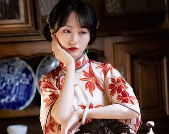 Customized 1920s Chinese Cheongsam Top | Women&#39;s Tang suit | Modern Qipao Blouse | Bridesmaid Dresses | Tea Ceremony | Gift for Her
