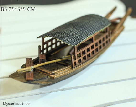 Traditional Chinese Fishing Boat Model vintage Wooden Boat hand Carved  Wooden Boat exquisite Home Decor ideal Gift 