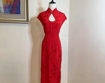 Custom Red Cheongsam Dress: Handmade Chinese Qipao