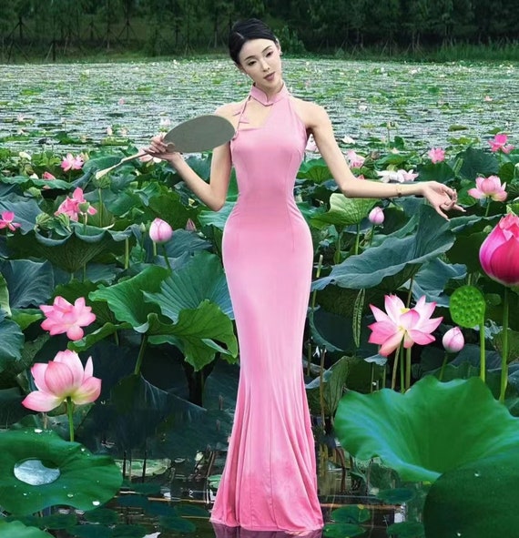 Handmade Custom New Chinese Pink Cheongsam | Tea Ceremony Qipao Dress | Prom Dress | Evening Dress | Feminine Party Dress | Gift for Her