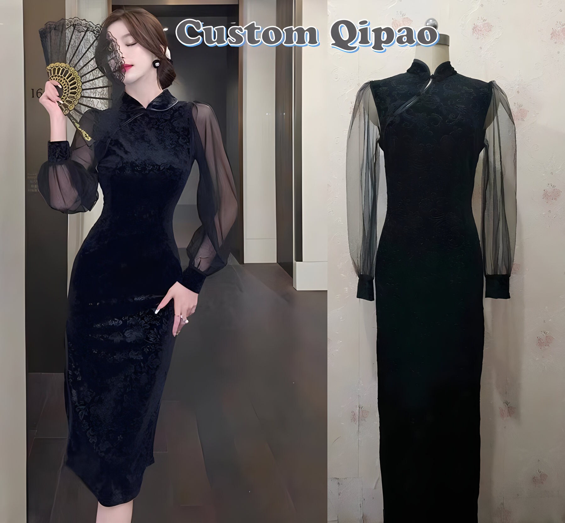 See Through Qipao - Etsy