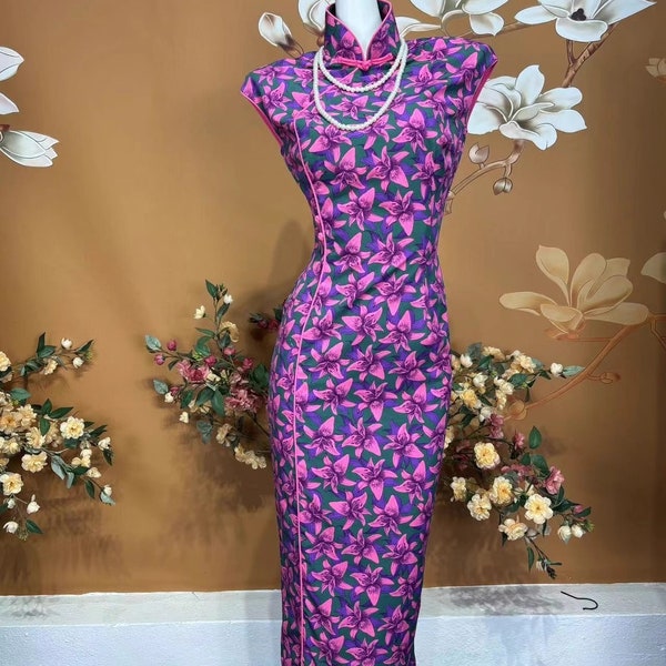 Handmade Custom Retro 1920s 1950s Cheongsam Dress | Chinese Tea Ceremony Qipao Dress | Gift for Her