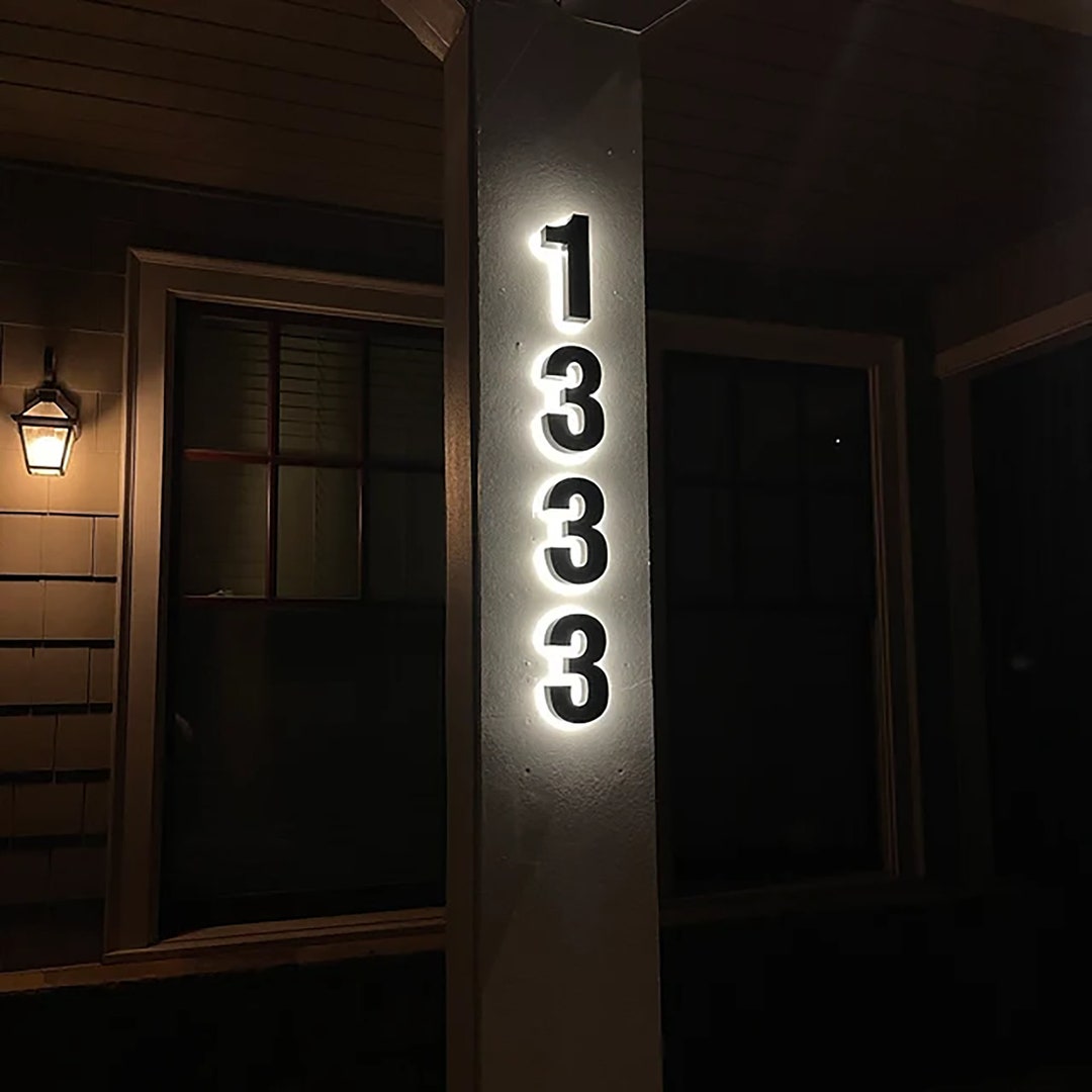 Backlit House Numbers Letters Metal 3D LED Lighting Modern Etsy